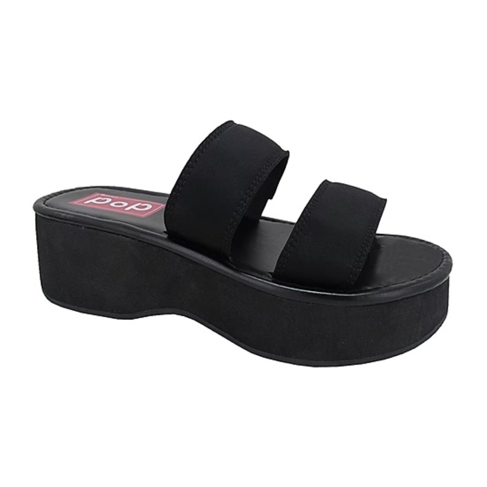 NEW NWT Platform Strap Sandal. Black. Size 9.5M